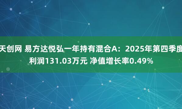天创网 易方达悦弘一年持有混合A：2025年第四季度利润131.03万元 净值增长率0.49%